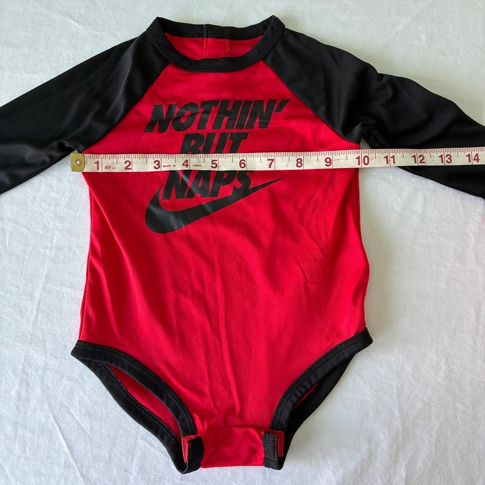 Nike Dri-FIT Baby Bodysuit Red Black Nothin But Naps Long Sleeve 12M J238-023 - Picture 7 of 16